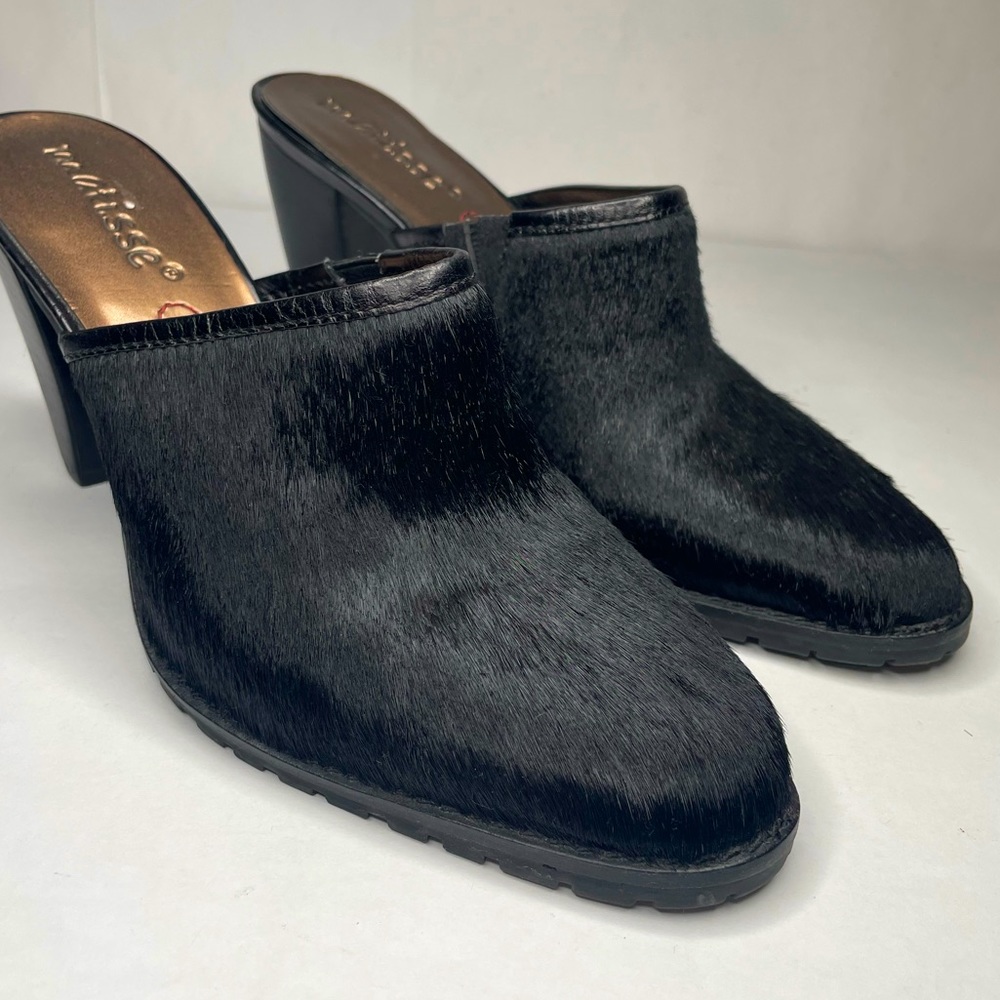 Matisse Black Calf Hair Almond Cammy Slip On Western Mules - Picture 5 of 13
